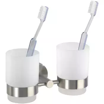 Подставка для зубных щеток WENKO «Duo Bosio», сатинированная отделка, цвет edelstahlfarben/wei