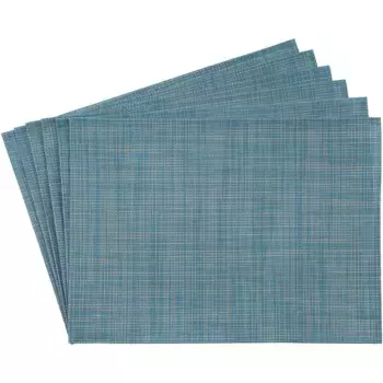 Подставка под столовые приборы APS «Узкая лента», (6 шт.), с пришитым краем, легко чистится, 45х33 см, белый/голубой