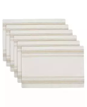 Подставка под столовые приборы с французской полоской из шамбре, набор из 6 шт Design Imports, белый