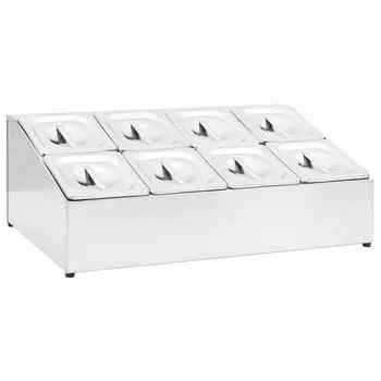 Подставка vidaXL Gastronorm с 8 контейнерами из нержавеющей стали GN 1/6