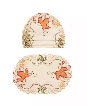 Подставки для столовых приборов с вышивкой «Падающие листья» — набор из 4 шт Manor Luxe, слоновая кость