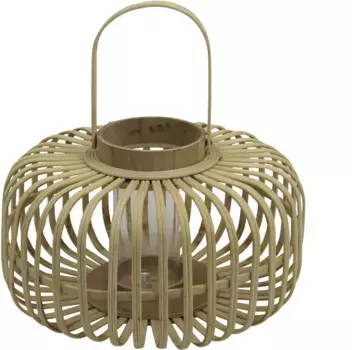 Подсвечник AM Design "Подсвечник с ручкой, бамбук и стекло", (1 шт.), подвесной фонарь, подсвечник, высота ок. 25 см, цвет natur