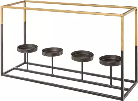 Подсвечник Creativ deco Advent "Рождественские украшения", (1 шт.), со стеклом, для свечей-колонн, высота ок. 35 см 50,00х35,00х20,00 см, золотой/черный