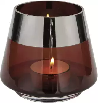 Подсвечник для чая Fink "JONA", (1 шт.), стекло - выдувное, с фольгированным краем серебристого цвета 13 см, коричневый/серебристый