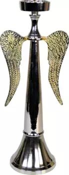 Подсвечник для дома "Ангел Ханна", высокое качество изготовления Home affaire 13х44х13 см, серебристый/золотой