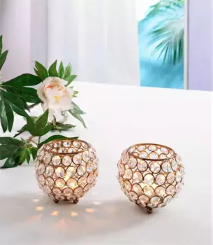 Подсвечник для дома "Кристалл" (набор, 2 шт.) Home affaire 9 см, медный