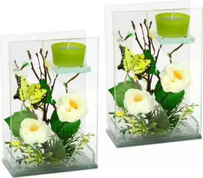 Подсвечник для дома, (набор, 2 шт.) Home affaire 13х19,5х6,5 см, белый/зеленый