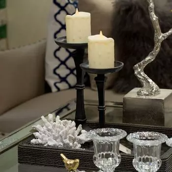 Подсвечник Fabius с высокой колонной, сплошной матовый черный 13,25 дюйма