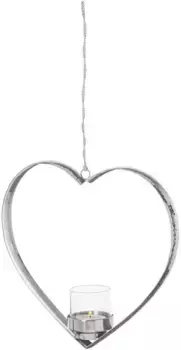 Подсвечник Fink "DOREA", (1 шт.), в форме сердца со стеклом, для подвешивания, нержавеющая сталь 6х24х24 см, цвет silberfarben