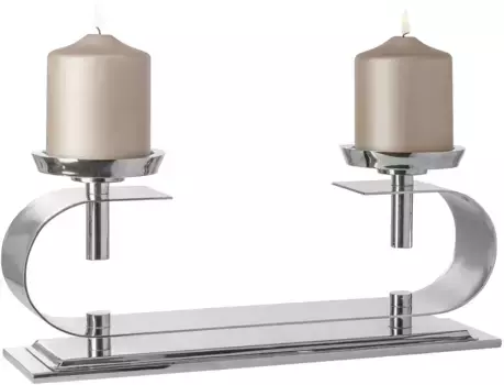 Подсвечник Финк "TWINSON", (1 шт.), столб-подсвечник, 2 лампочки, никелированный Fink 39х15,5х10 см, цвет silberfarben