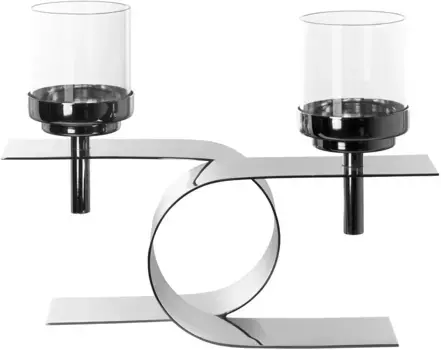 Подсвечник Финка "PASSIONA, подсвечник, 2 пламени", (1 шт.), алюминий/нержавеющая сталь - высота 24,5 см x ширина 34 см Fink 34х24,5х15 см, цвет silberfarben