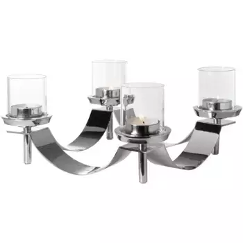 Подсвечник из финки «ГАЛЕРЕЯ», (1 шт.), подсвечник-венок со стеклом, 4 пламени, Адвент венок Fink, цвет silberfarben