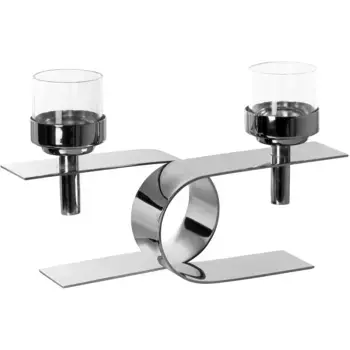 Подсвечник из финки «PASSIONA», (1 шт.), подсвечник со стеклянной вставкой, 2 пламени Fink, цвет silberfarben