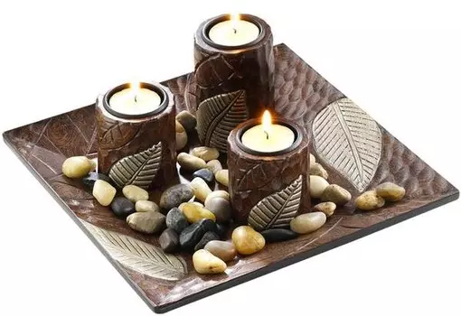 Подсвечник Kobolo TEALGHTDEC3Q, коричневый