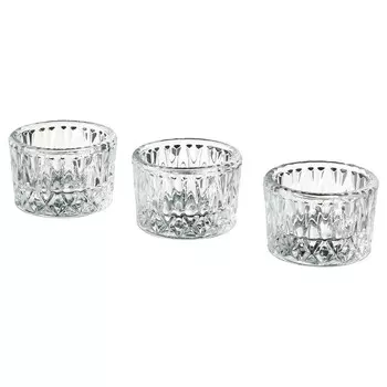 Подсвечник, прозрачное стекло/с рисунком, 4 см, SMLLSPIREA IKEA