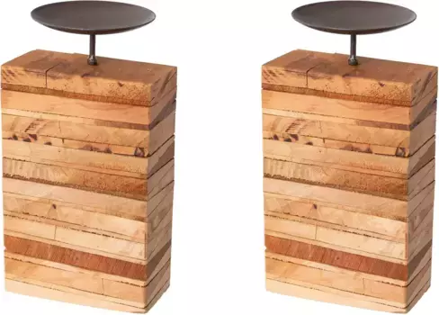 Подсвечники Creativ deco, (2 шт.), на массивной деревянной основе, набор из 2 шт., высота ок. 16 см 10,00х16,50х6,00 см, цвет natur