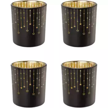Подсвечники Creativ deco «Новогодние украшения» (4 шт.) с внутренней частью золотого цвета, черный