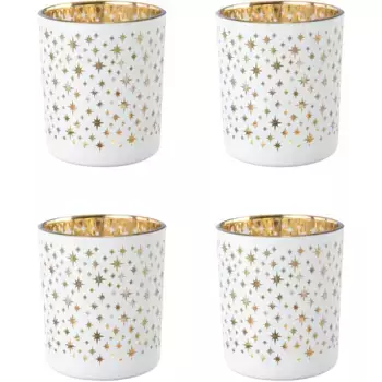 Подсвечники Creativ deco «Новогодние украшения» (4 шт.) с внутренней частью золотого цвета, белый