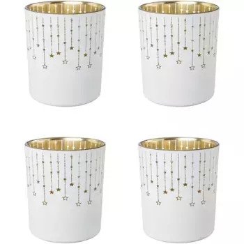 Подсвечники Creativ deco «Новогодние украшения» (4 шт.) с внутренней частью золотого цвета, белый