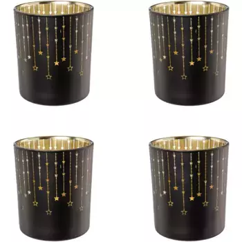 Подсвечники Creativ deco «Новогодние украшения» (4 шт.) с внутренней частью золотого цвета, черный