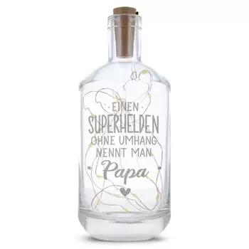 Подсветка для бутылки со светодиодной гирляндой и гравировкой «Папа-супергерой» Gravurzeile