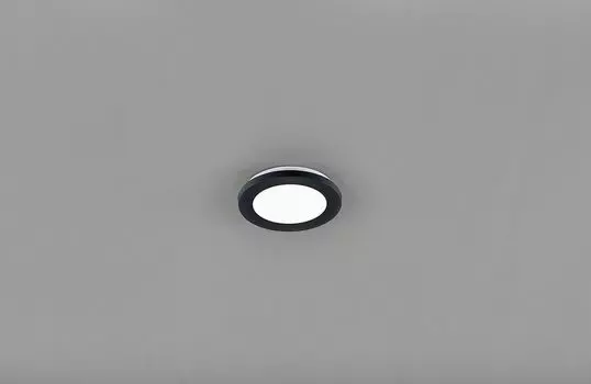 Подсветка Потолочный светодиодный светильник Camilla, круглый 17 см, высота: 3 см, плафон из черного пластика, белое акриловое стекло, диммер lightling, черный