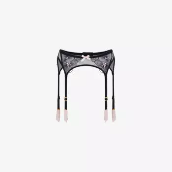 Подтяжки из тюля с высокой посадкой, украшенные пайетками и цветочным кружевом Agent Provocateur, черный