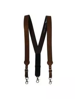 Подтяжки плетеные кожаные мужские, коричневый