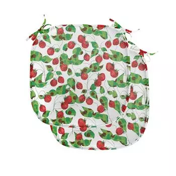 Подушка ABAKUHAUS Fruits для стульев для столовой, Summer Vibes Joyful, декоративная водонепроницаемая подушка с ремнями для кухонных сидений, 40 см x 40 см — упаковка из 2 шт., папоротниково-зеленый, белый, красный