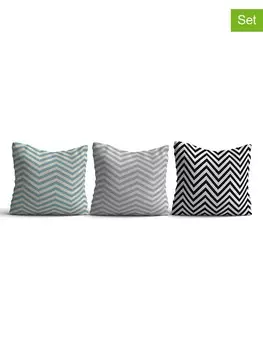 Подушка ABERTO DESIGN 3er Set, цвет mint/schwarz/hellgrau