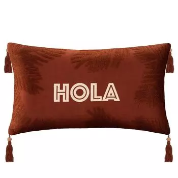 Подушка "Аликанте" - вышитые мотивы - хлопок - коричнево-коричневый - 38x58 см - Atmosphera crateur d'intrieur