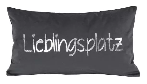 Подушка - антрацит - серебро - 30 х 50 см - с надписью Sun garden, серый