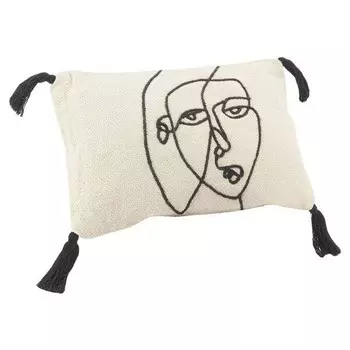 Подушка Aubry Gaspard aus Baumwolle "Visage", 50x1x30 см, многоцветный