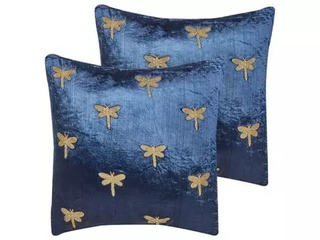 Подушка Beliani 2 шт BLUESTEM, 45x45x45 см цвет blau/gold/marineblau