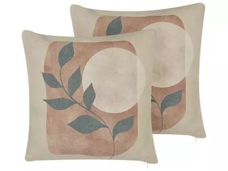 Подушка Beliani 2 шт CALLIOPSIS, 45x45x45 см цвет beige/grn/multicolor/rot