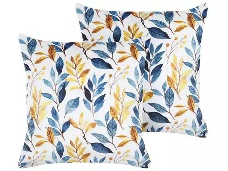 Подушка Beliani 2 шт CATTLEYA, 45x45x45 см цвет blau/dunkelblau/multicolor/wei/gelb