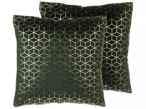Подушка Beliani 2 шт CELOSIA, 45x45x45 см цвет dunkelgrn/gold/grn