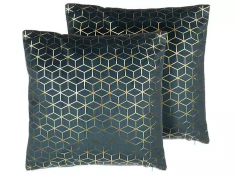 Подушка Beliani 2 шт CELOSIA, 45x45x45 см цвет blau/dunkelblau/gold