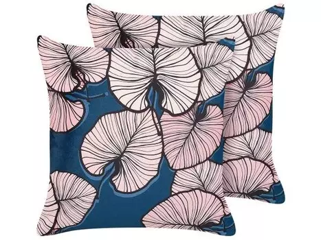 Подушка Beliani 2 шт CHRYSANTHEMUM, 45x45x45 см цвет blau/pink