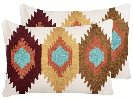 Подушка Beliani 2 шт DANAPUR, 40x60x60 см цвет beige/blau/braun/multicolor