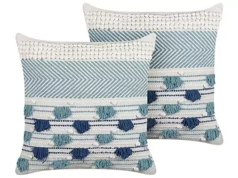 Подушка Beliani 2 шт DATURA, 45x45x45 см цвет blau/hellblau/wei