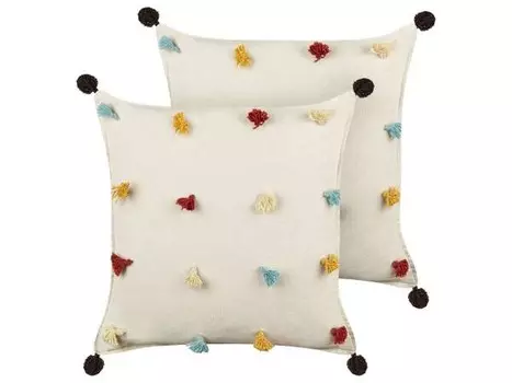 Подушка Beliani 2 шт FUSSEL, 45x45x45 см цвет beige/creme/multicolor