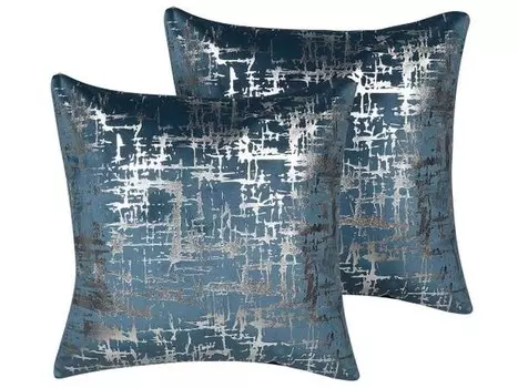 Подушка Beliani 2 шт GARDENIA, 45x45x45 см цвет blau/silber