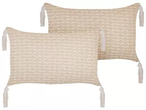 Подушка Beliani 2 шт HAKONE, 45x25x25 см цвет beige/creme