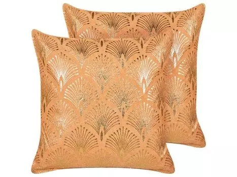 Подушка Beliani 2 шт HOYA, 45x45x45 см цвет gold/orange