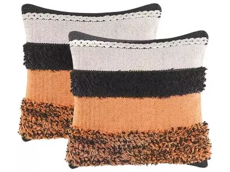 Подушка Beliani 2 шт MIHALGAZI, 45x45x45 см цвет beige/schwarz/multicolor/orange