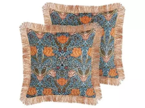 Подушка Beliani 2 шт MITELLA, 45x45x45 см цвет blau/orange