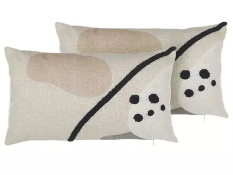 Подушка Beliani 2 шт OSTEOSPERMUM, 45x45x45 см цвет beige/schwarz/creme/wei
