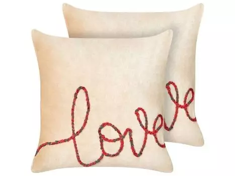 Подушка Beliani 2 шт ROTALA, 45x45x45 см цвет beige/grn/rot