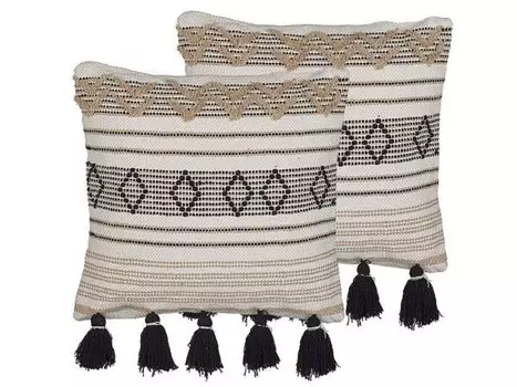 Подушка Beliani 2 шт SAMBUCUS, 45x45x45 см цвет beige/schwarz
